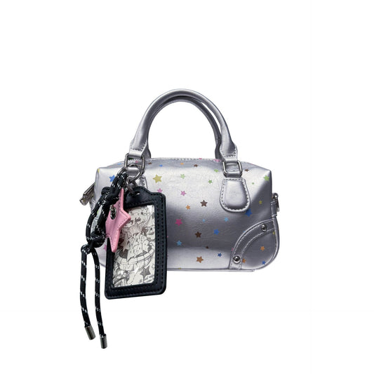 XINGX Printed Mini Handbag Ladies New Fashion Commuter Shoulder Crossbody Bag with Hanging Ornament Pendant