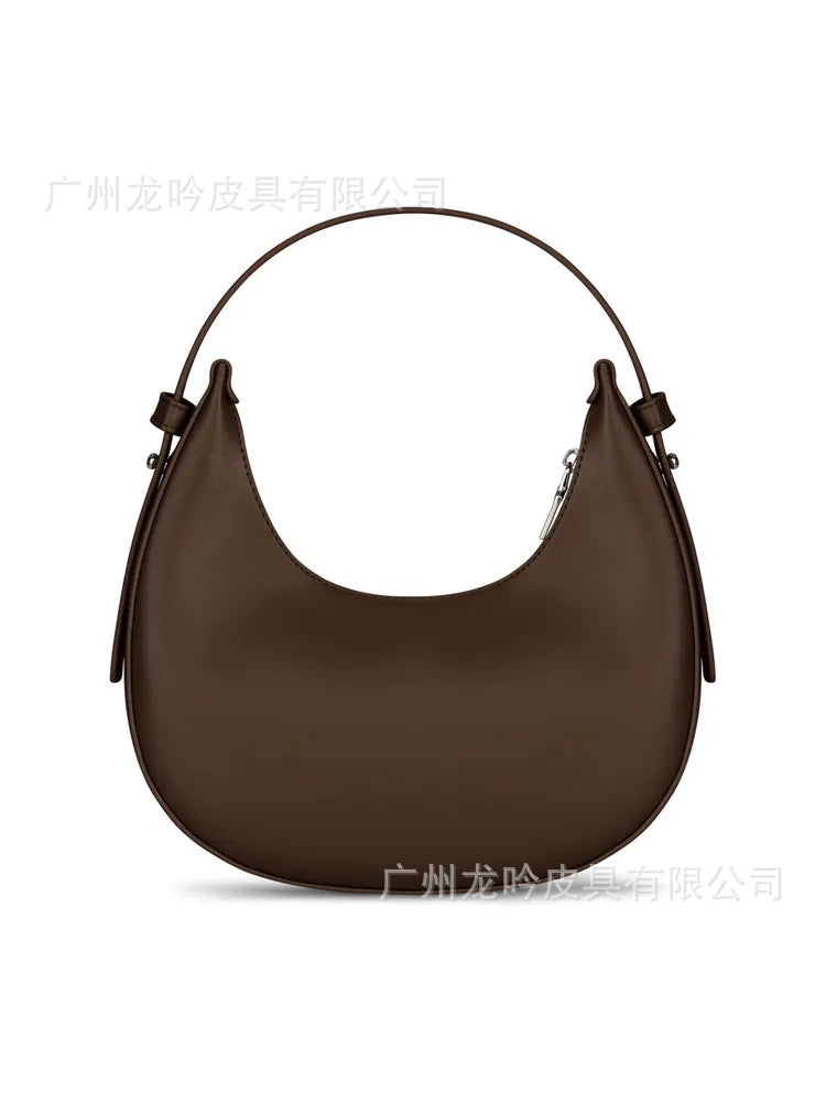 2025 Autumn New Fashion Crescent Moon Bag for Women, Large Capacity Handheld Shoulder Bag with Zipper Closure and Inner Pockets