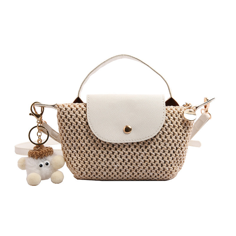 New One-Shoulder Knitted Straw Bag Niche Design Bag Exquisite Mini Dumpling Bag Cell Phone Packet Women's Bag