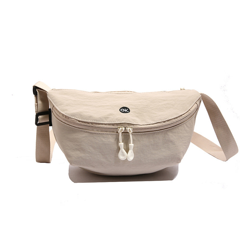New Korean Style Casual Messenger Bag Zipper Design with Mobile Phone Bag Soft Fabric Everyday Joker Dumpling Making