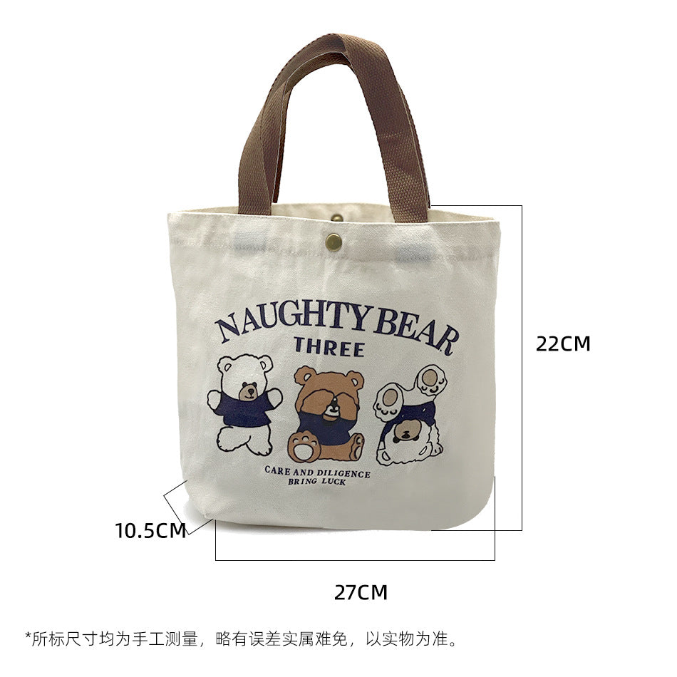 Striped Canvas Tote Bag with Custom Embroidery for Daily Use and Commuting