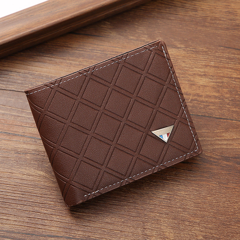 Men's Slim Wallet with Geometric Pattern, Anti-Theft PU Leather Card Holder for Daily Use