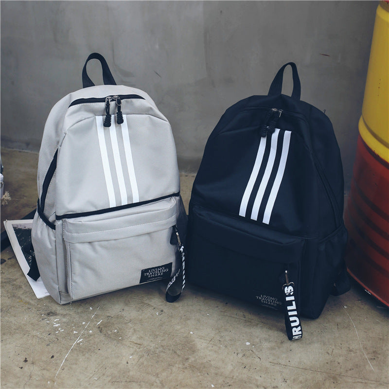 Women's Schoolbag Urban Simple Striped Backpack Student Schoolbag Waterproof and Hard-Wearing Large Capacity Unisex Campus Backpack