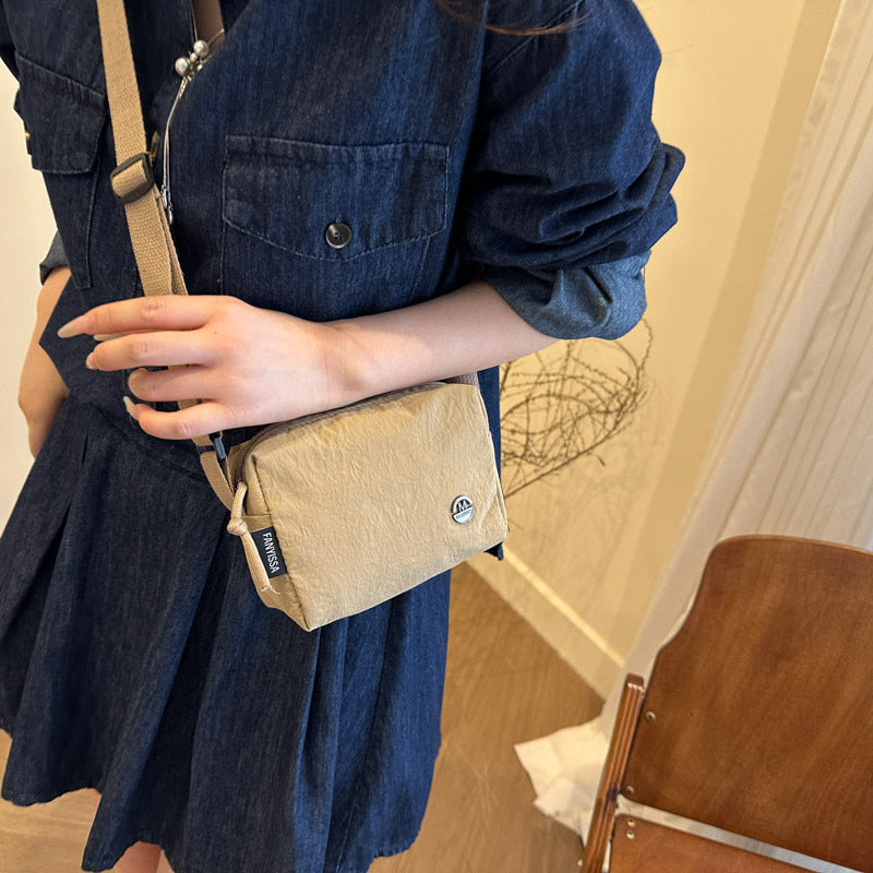 Minimalist Nylon Crossbody Bag for Women - Lightweight Daily Commute Shoulder Bag with Simple Design and Practical Open Top