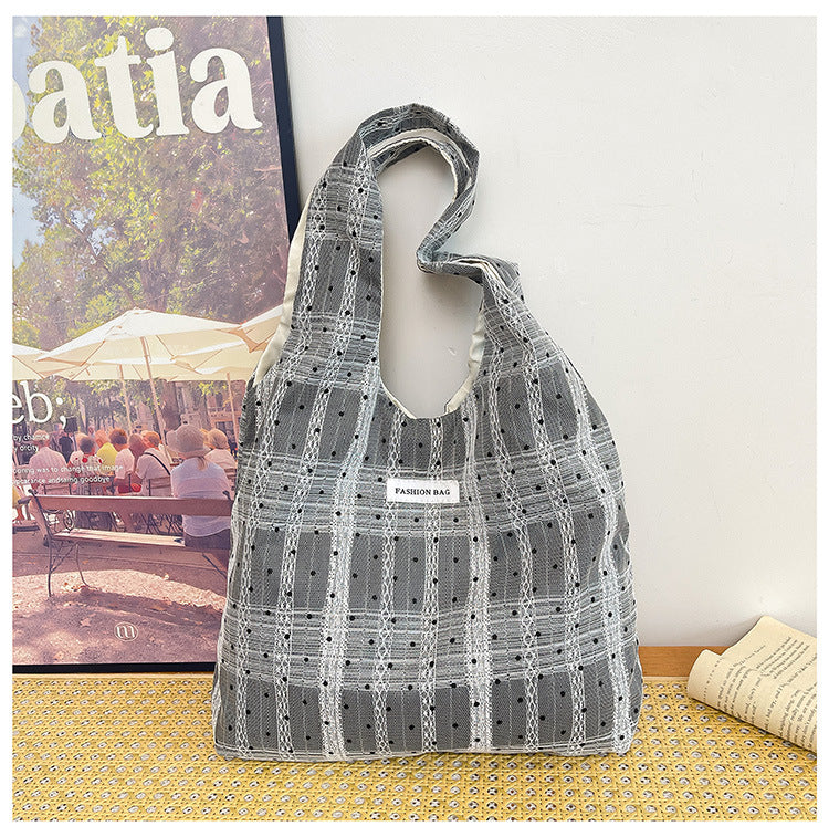 Cute Polka Dot Tote Bag with Fashion Charm and Magnetic Closure for Daily Use