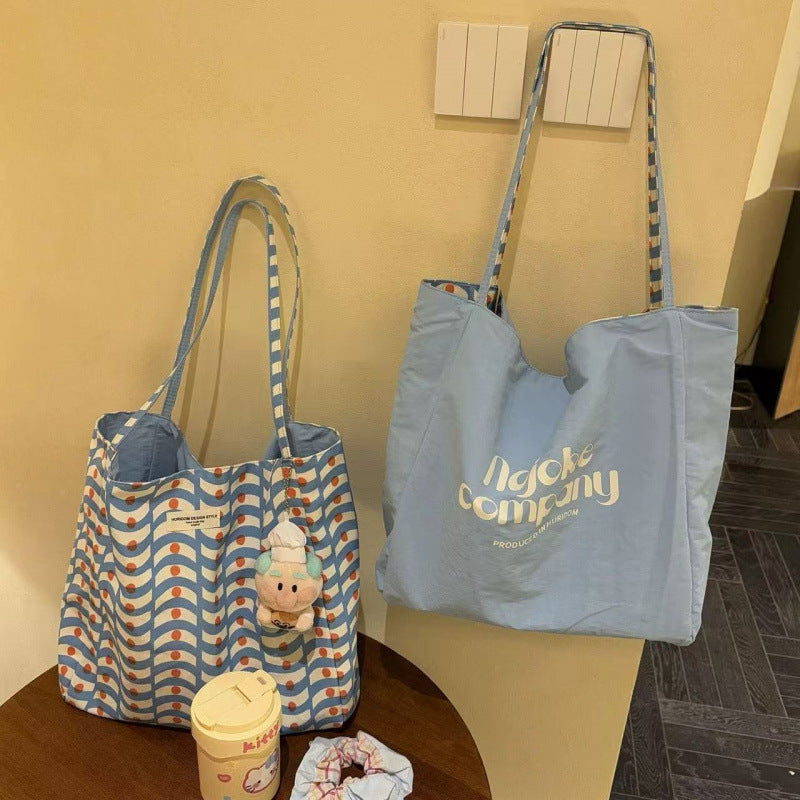 Tote Bag Women's New Large Capacity Double-Sided Versatile Canvas Bag Student Shoulder Korean Casual