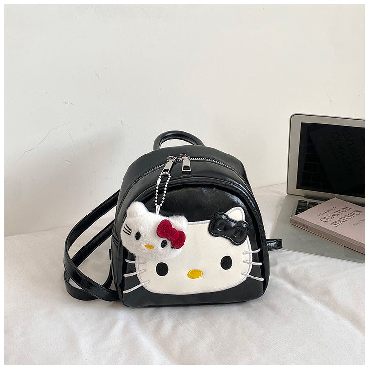 Cute Kitty Small Backpack for Girls Cartoon Backpack Japanese and Korean Style Cute Design with Bow Pendant Essential for Daily Travel