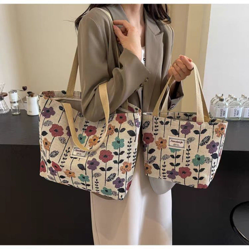 Popular Large Capacity Shoulder Bag Women's New Canvas Tote Portable Commuter Bag