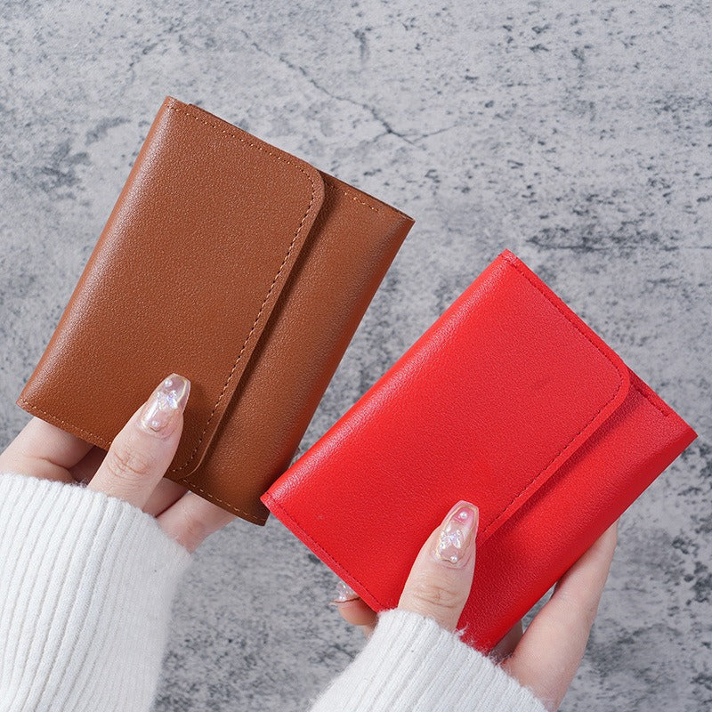 Minimalist Trifold Women's Wallet with Card Holder and Coin Pocket, Soft PU Leather Design for Daily Use