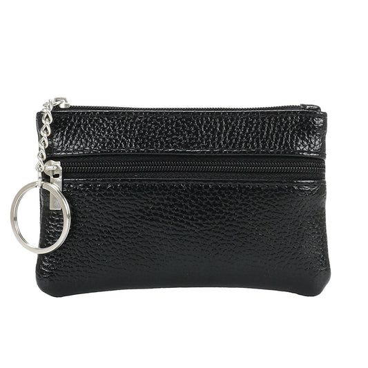 Authentic Leather Tactile Feel Coin Purse Female Small Mini Short Zip Key Bag Simple Coin Coin Pocket