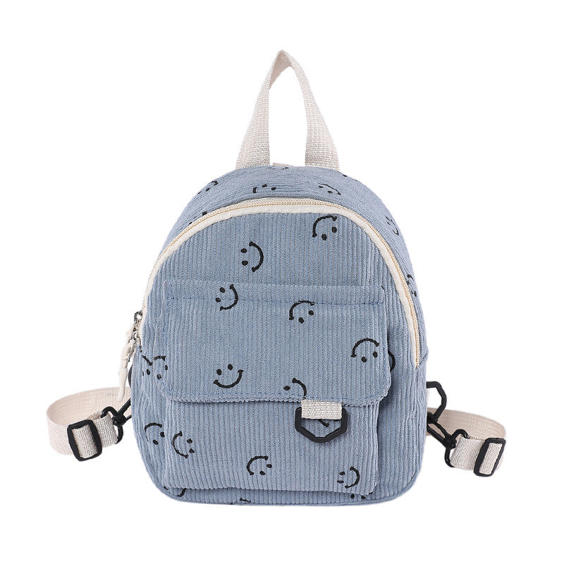 New Shoulder Bag Women's Fresh Sweet Smiley Face Mobile Phone Change Corduroy Handbag