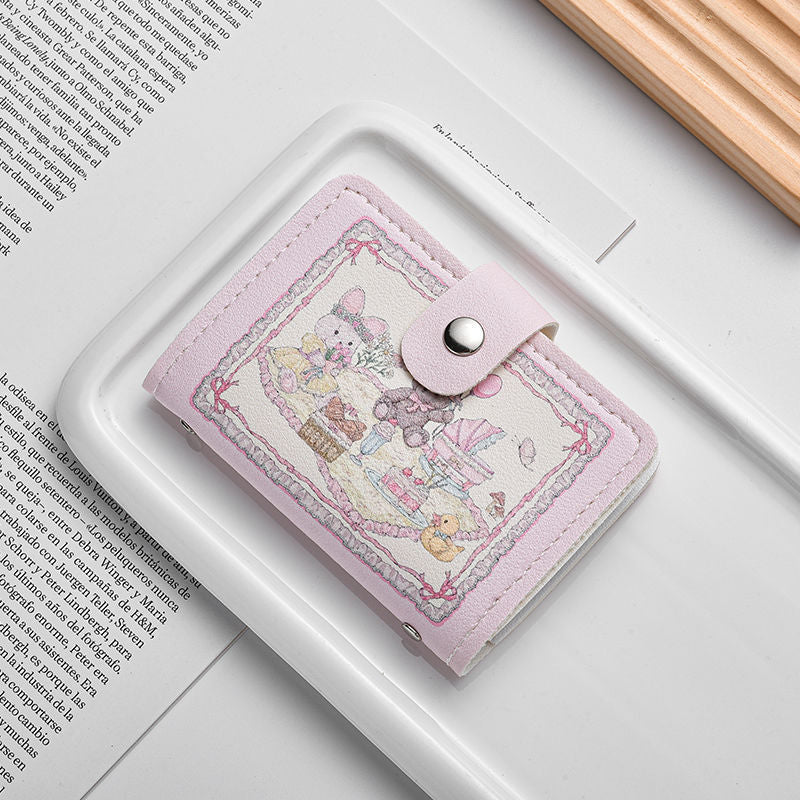 Women's Wallet Cute Rabbit Bear Pattern Ultra-Thin Card Holder Multiple Card Slots Document Storage Daily Matching Practical Card Holder