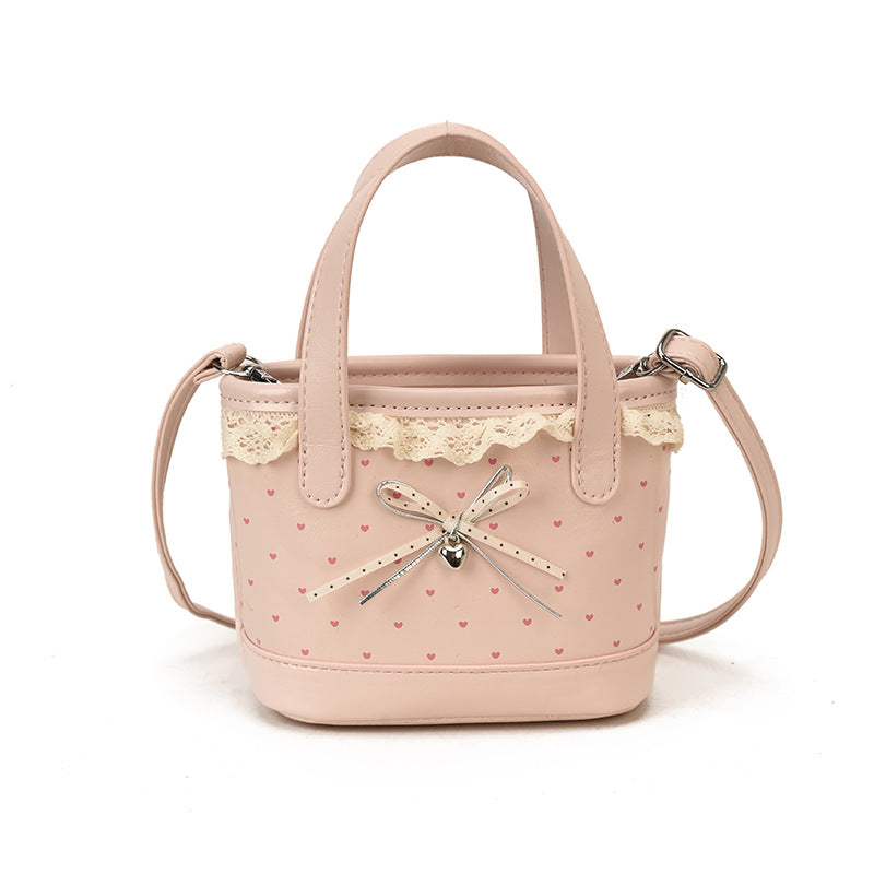 Cute Lace Bow Women's Handbag New Polka Dot Design Mini Crossbody Fresh Sweet Style