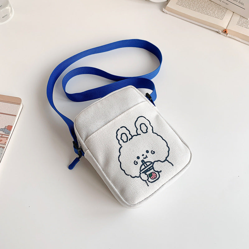 Cute Crossbody Bag Women's New Trendy Fresh Student All-Match Mobile Phone Canvas Bag