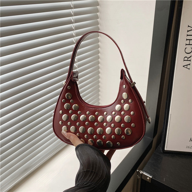 This Year's Popular Bag Summer New Korean Style Fashion Rivet Personality Shoulder Bag Ladies Crossbody Dumpling Bag