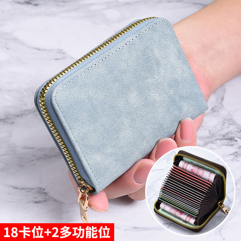 Women's Wallet Anti-Degaussing Expanding Card Holder 18 Card Position Zipper Coin Purse Daily Multi-Functional Credentials Storage