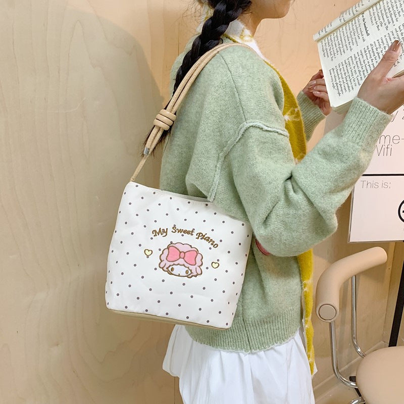 Cute Cartoon Checkered Crossbody Bag for Girls, Lightweight and Breathable Daily Style with Sweet Character Design
