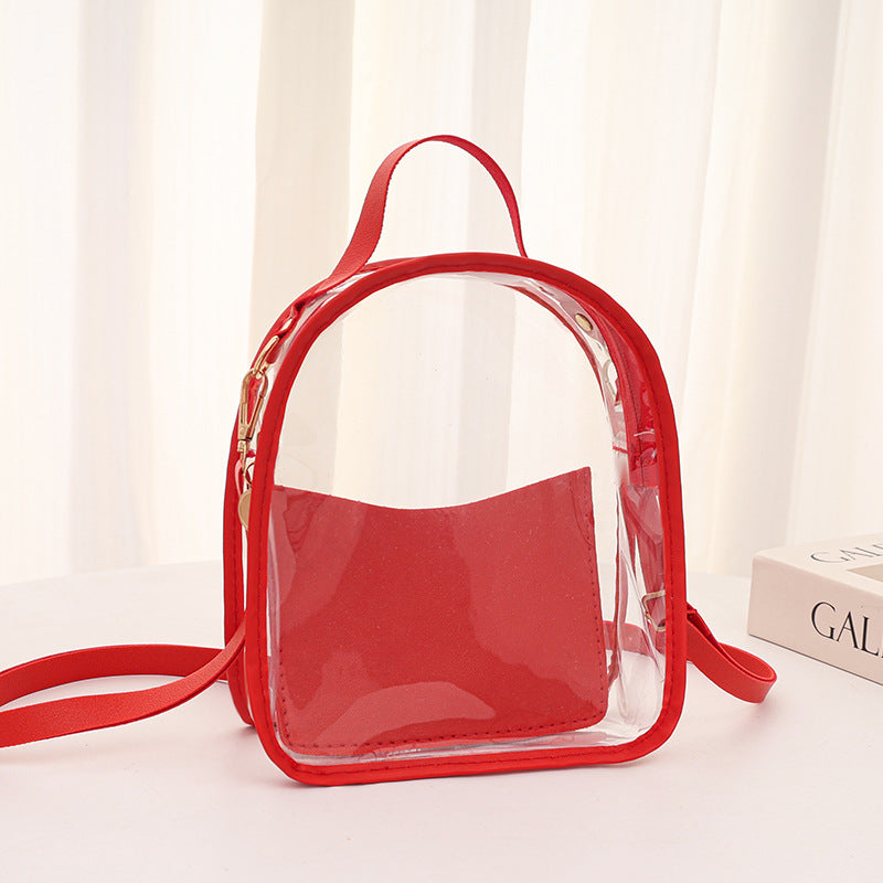Transparent Jelly Backpack 2025 Summer Fashion PVC Crossbody Bag with Zipper Closure and Inner Pockets for Daily Use