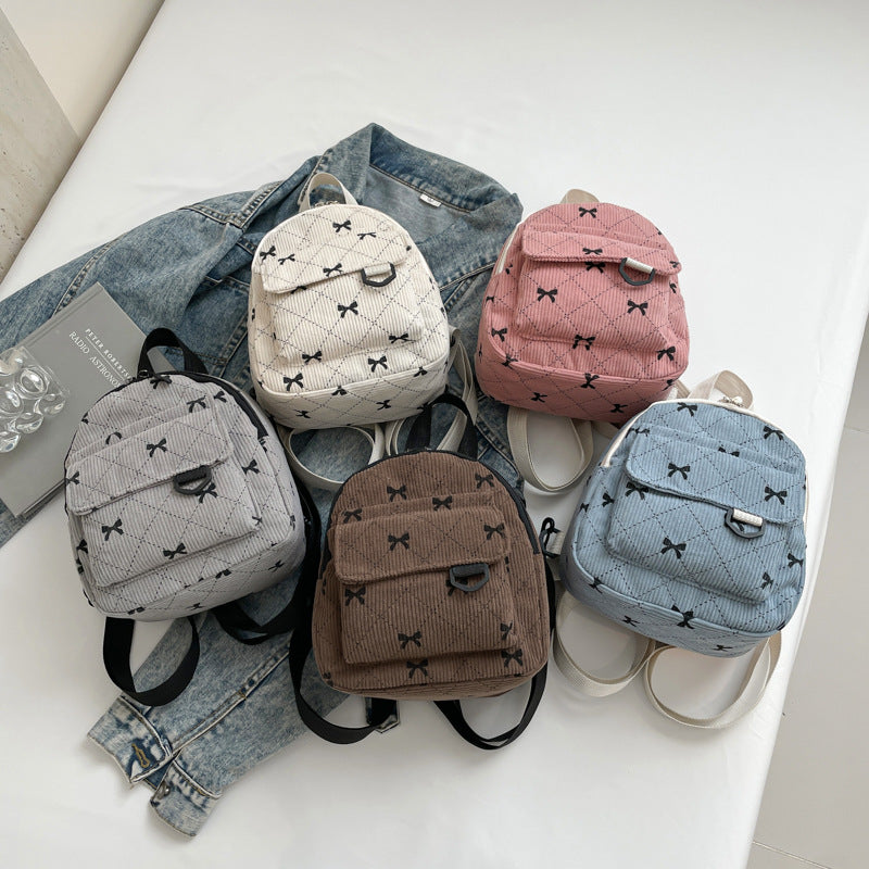 Women's Backpack Cute Bowknot Small Backpack Rhombus Design Daily Lightweight Fashion Backpack