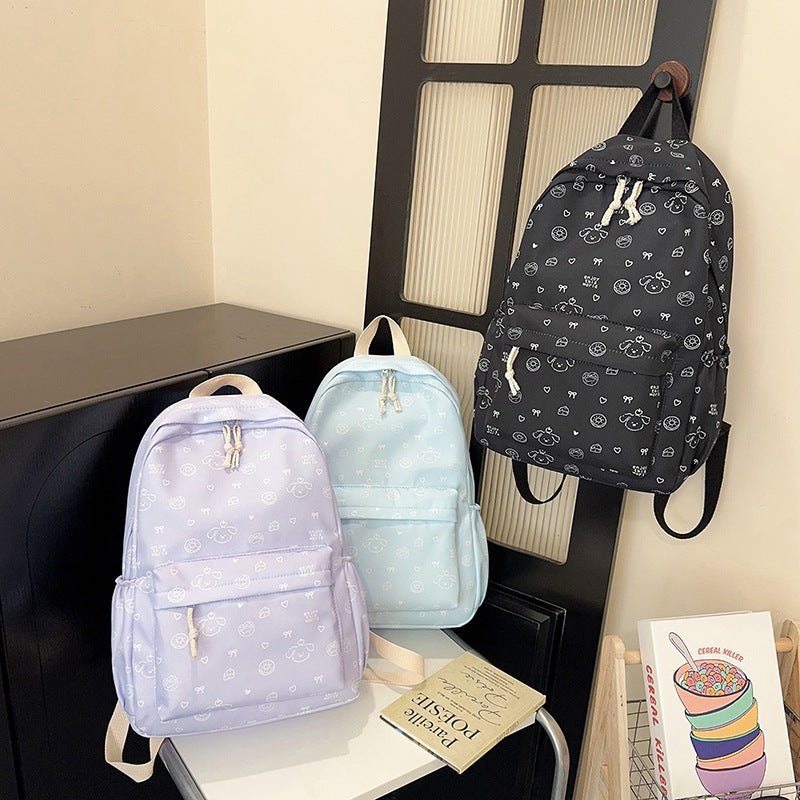 Bowknot Schoolbag Female College Student Simple Cute Girl Backpack Partysu Backpack