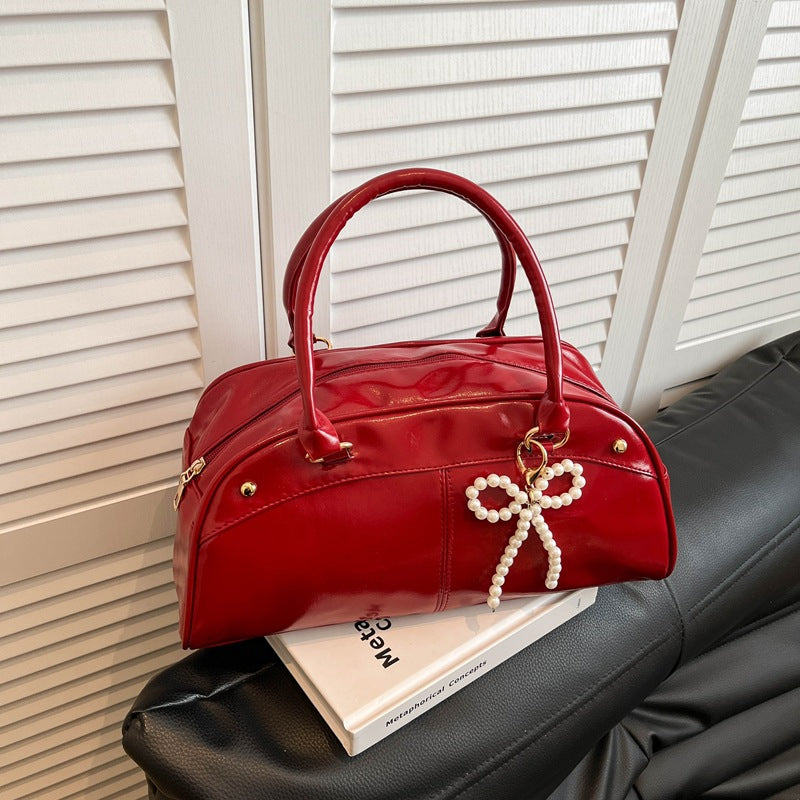 Bowling Bag Women's Fashionable Spring New Korean Style Large Capacity Commute Leisure Shoulder Underarm Handbag