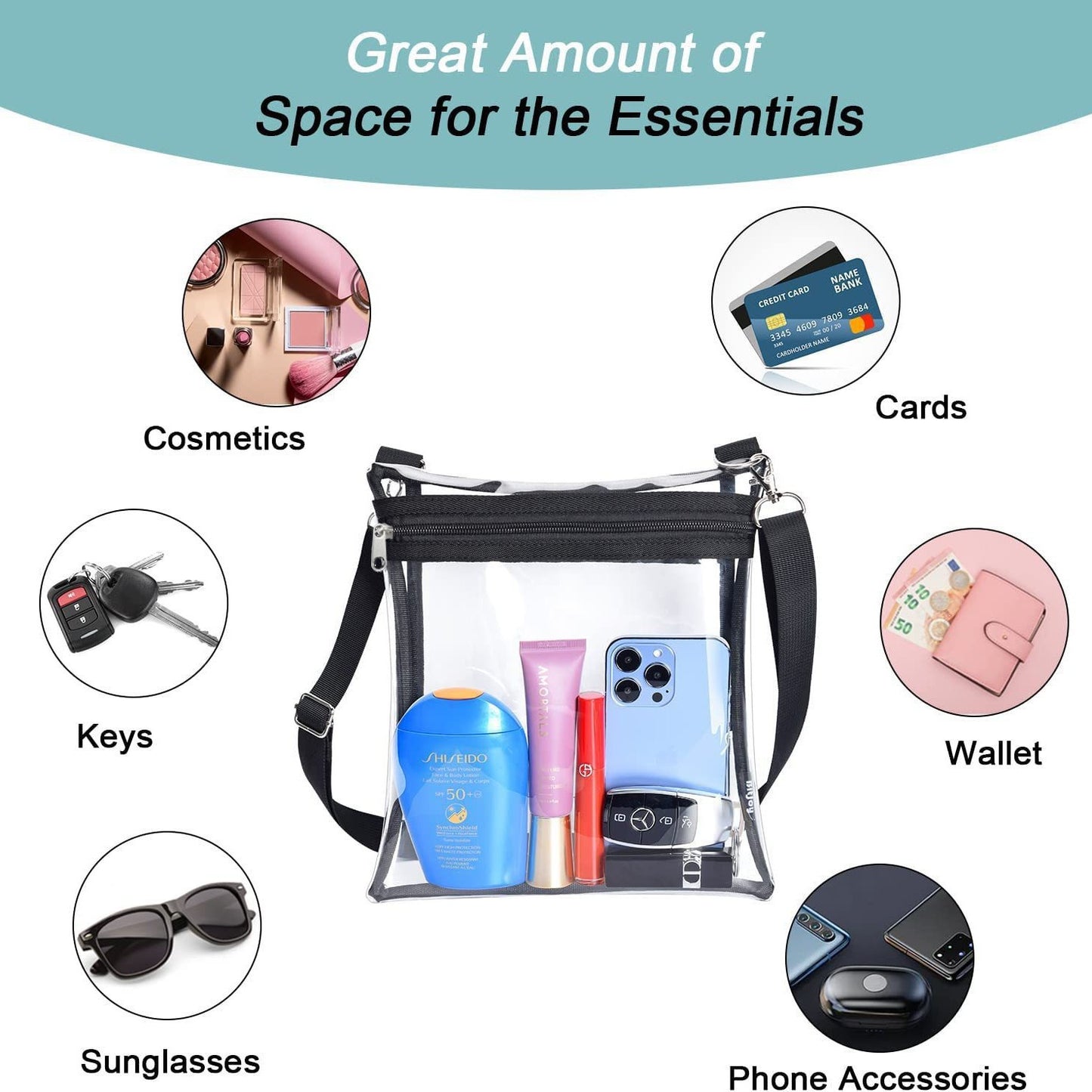 Clear PVC Crossbody Bag with Zipper Compartment for Daily Essentials and Stylish Travel