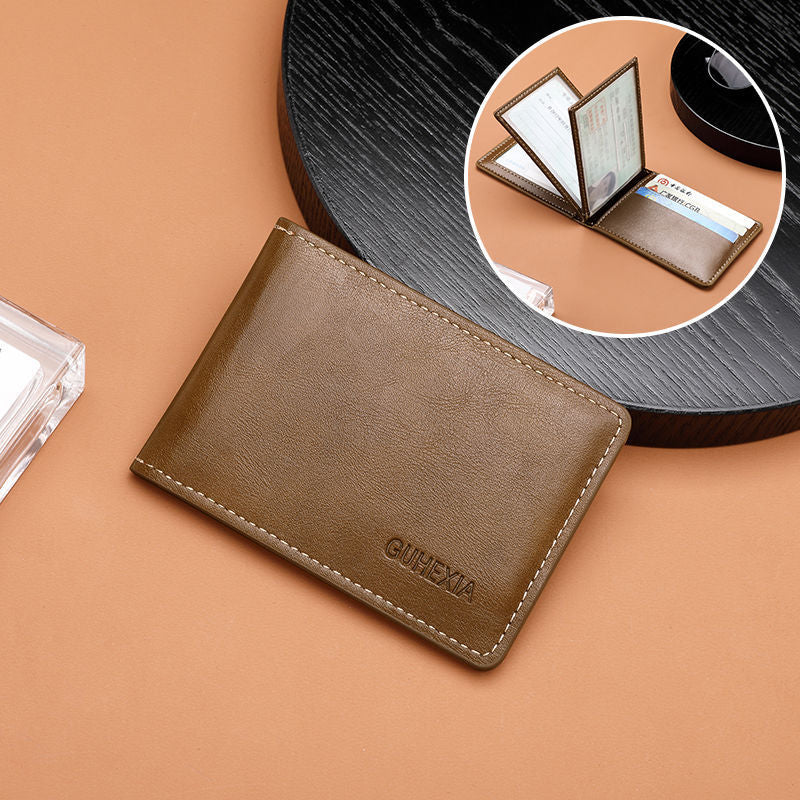 Retro Leather Driving License Leather Case Men's Multi-Functional Certificate Card Holder Motor Vehicle Card Holder Ultra-Thin Driving License Clip