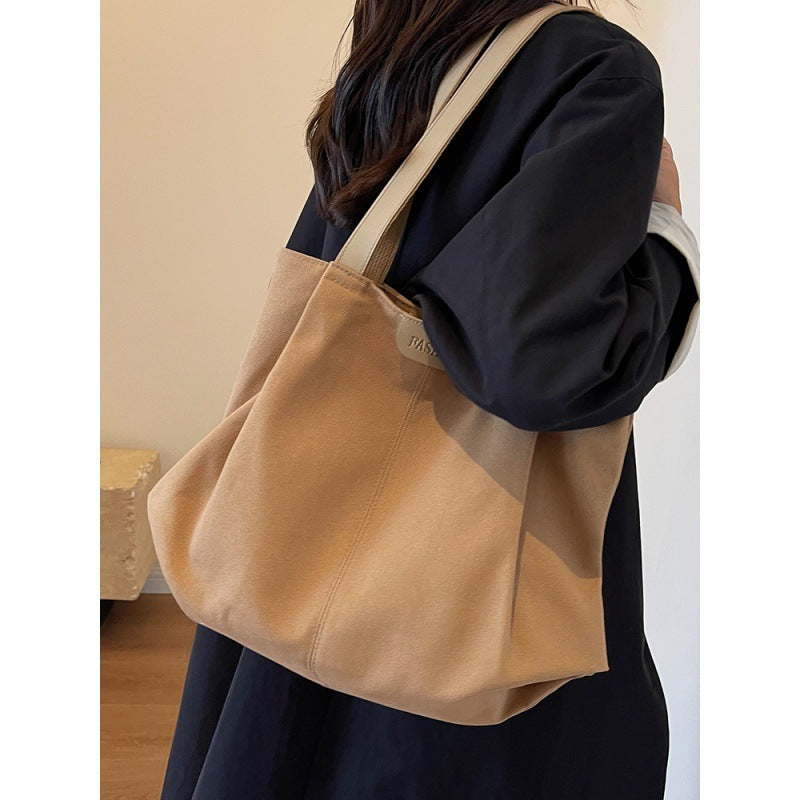 Large Capacity Canvas Tote Bag for Women 2024 Autumn Fashion Casual Shoulder Handbag Perfect for Daily Commute and School