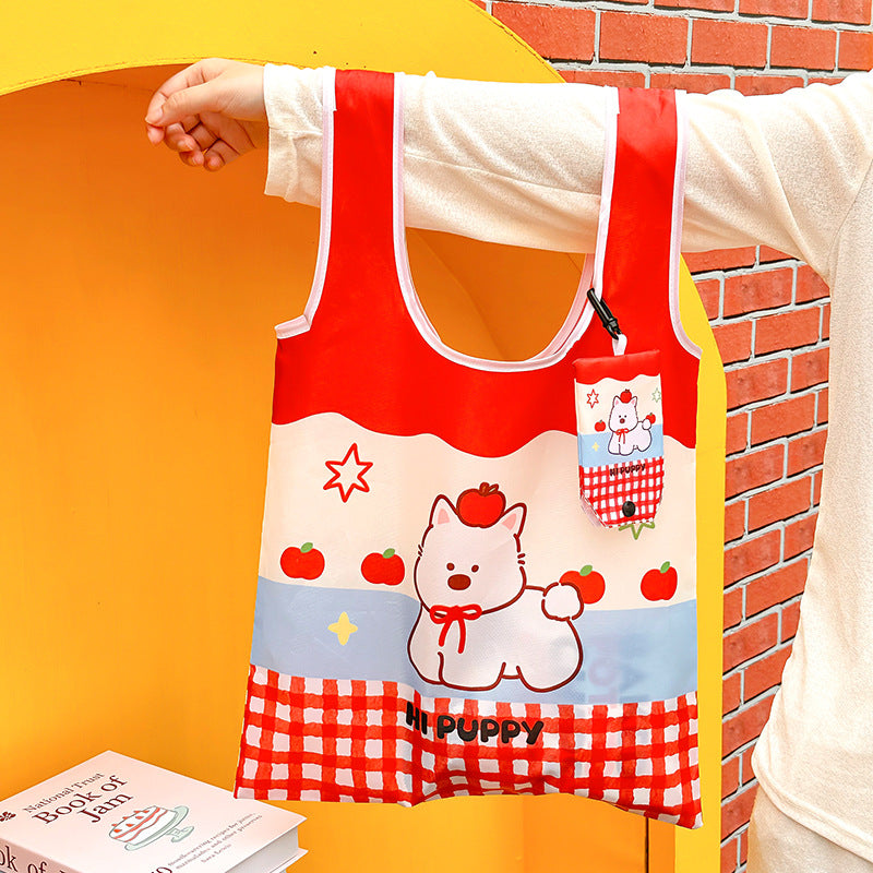 Foldable Large Capacity Shopping Bag Women's Portable Environmental Protection Supermarket One Shoulder Strong Durable Portable Cloth Bag