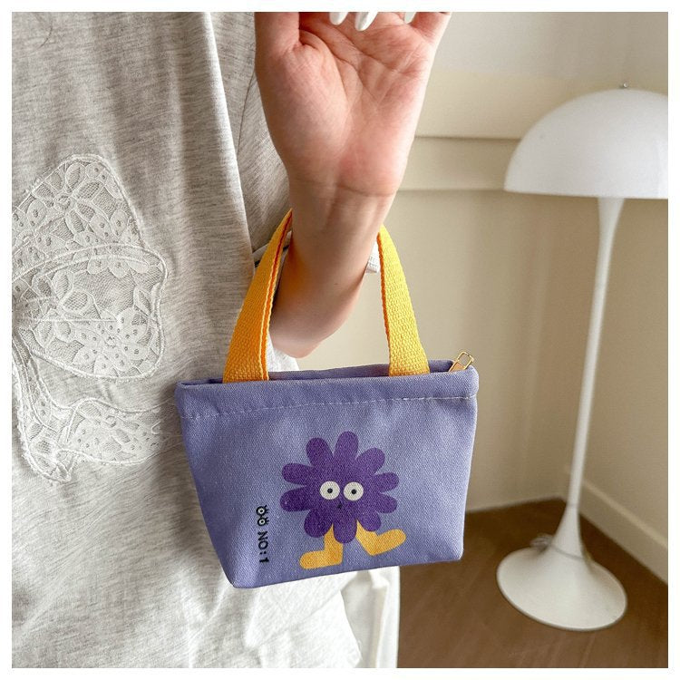 Portable Mini Fashion out Small Handbag Women's New Sundries Canvas Bag Office Worker New Storage Small Carrying Bag