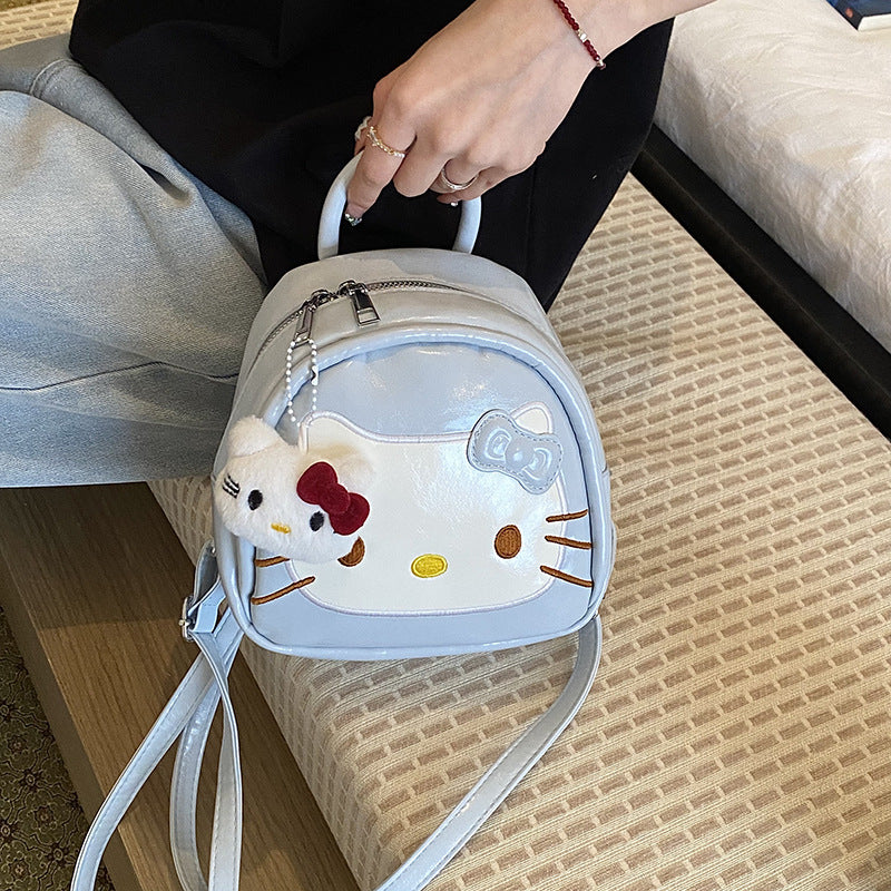 Cute Kitty Small Backpack for Girls Cartoon Backpack Japanese and Korean Style Cute Design with Bow Pendant Essential for Daily Travel