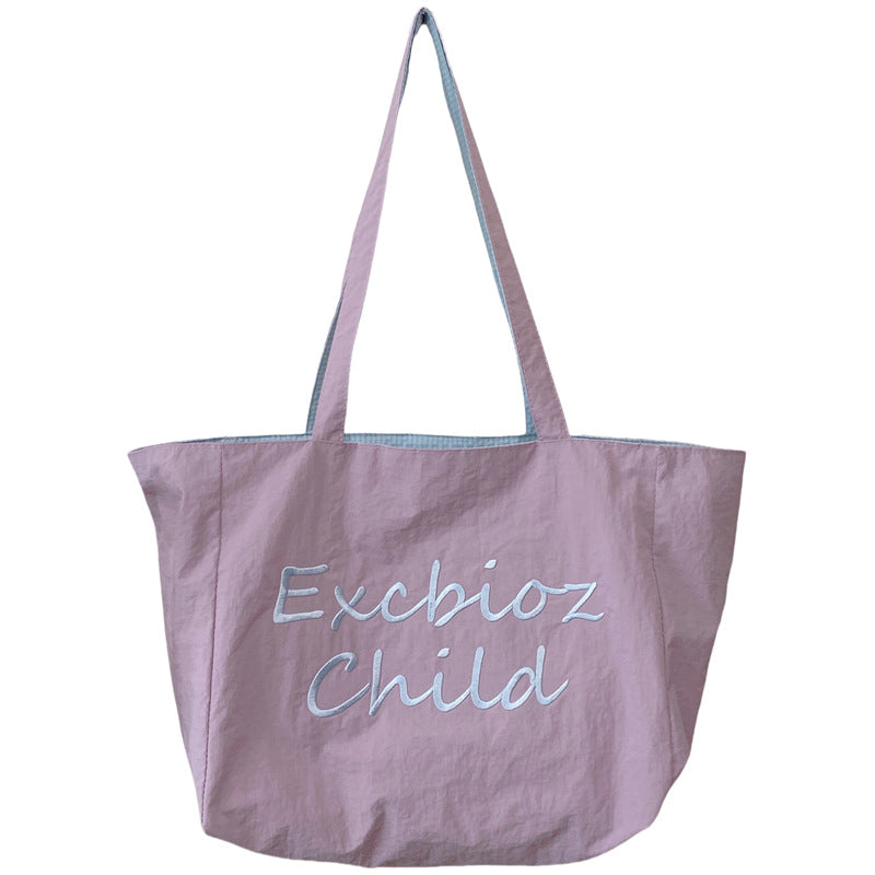 Large Capacity Embroidered Tote Canvas Shoulder Daily Commute All-Match Fashion Women's Bag