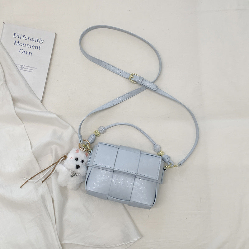 Korean Style Knitted Messenger Bag New Small Square Bag Cute Pendant Everyday Joker Fashion Handbag