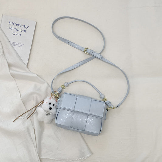 Korean Style Knitted Messenger Bag New Small Square Bag Cute Pendant Everyday Joker Fashion Handbag