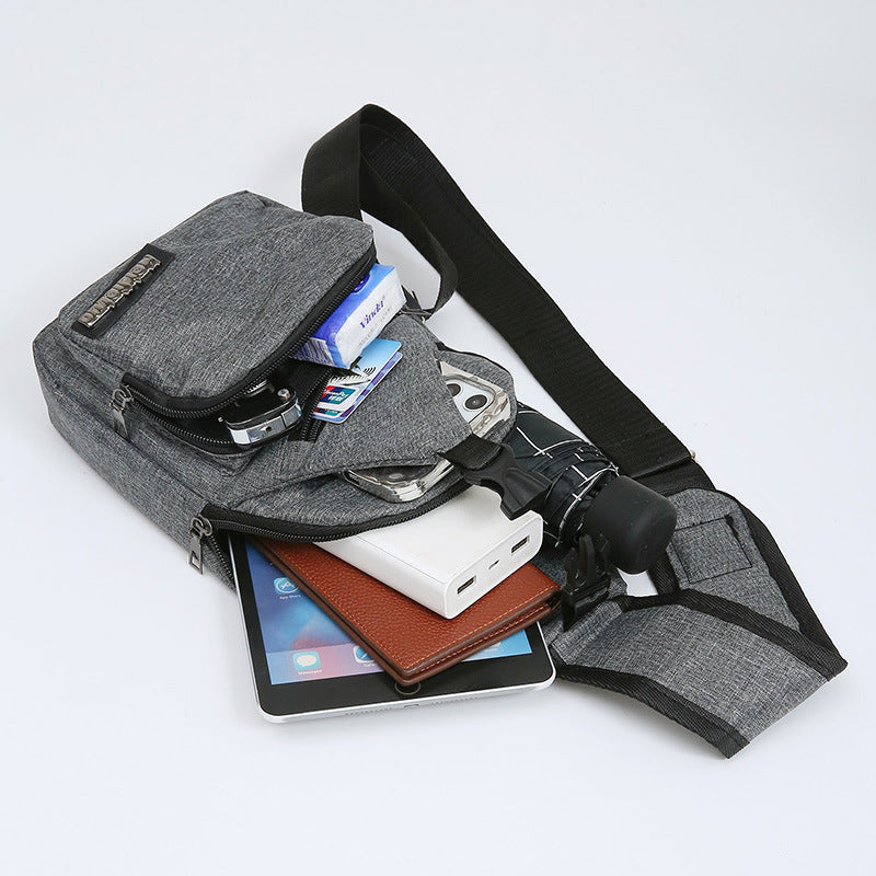 Chest Bag Men's Crossbody Bag Canvas Shoulder Bag Men's Korean-Style Fashionable Crossbody Chest Pack Casual Backpack