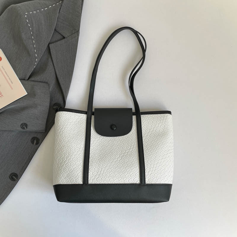 New Women's Large Capacity Totes Casual Simple Color Collision Design Daily Commuter's All-Matching Shoulder Bag