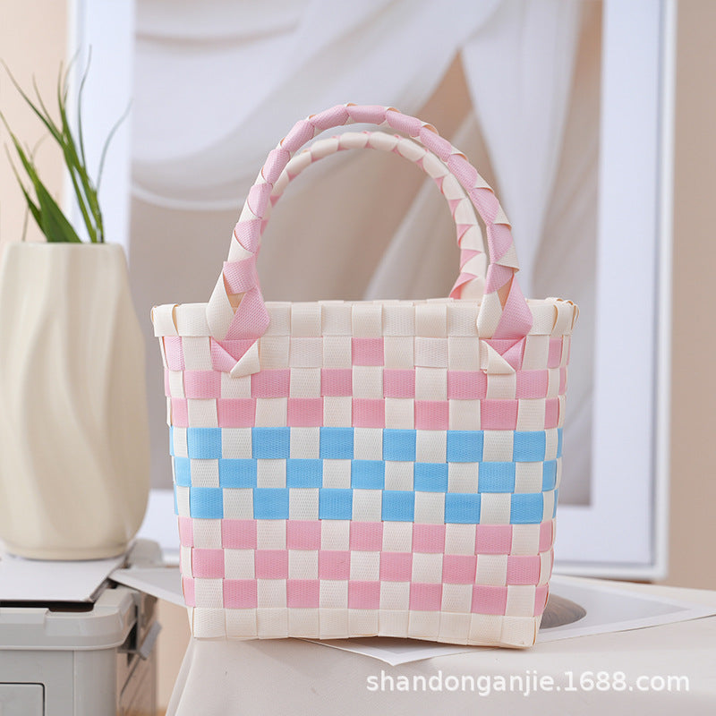 Dopamine Color Gift Bag Large Capacity Portable Vegetable Basket Crossbody Outdoor All-Matching Handbag Fashion