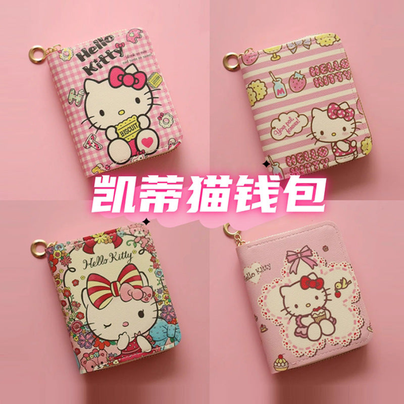 Hello Kitty Wallet Zipper Coin Small Wallet for Middle School Students Hello Kitty Card Holder