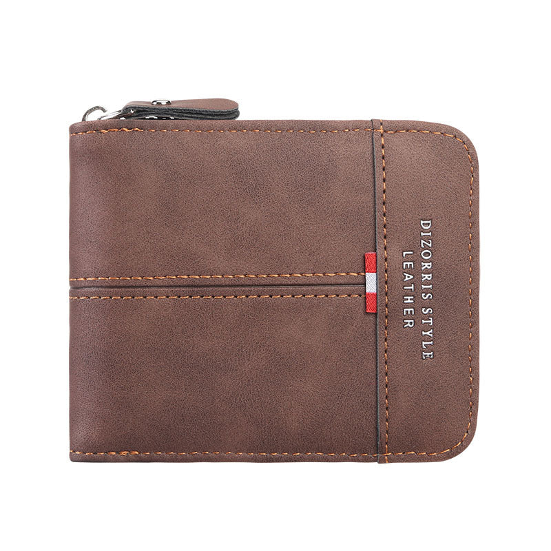 Retro PU Leather Men's Wallet with Zipper and Expandable Design for Daily Use