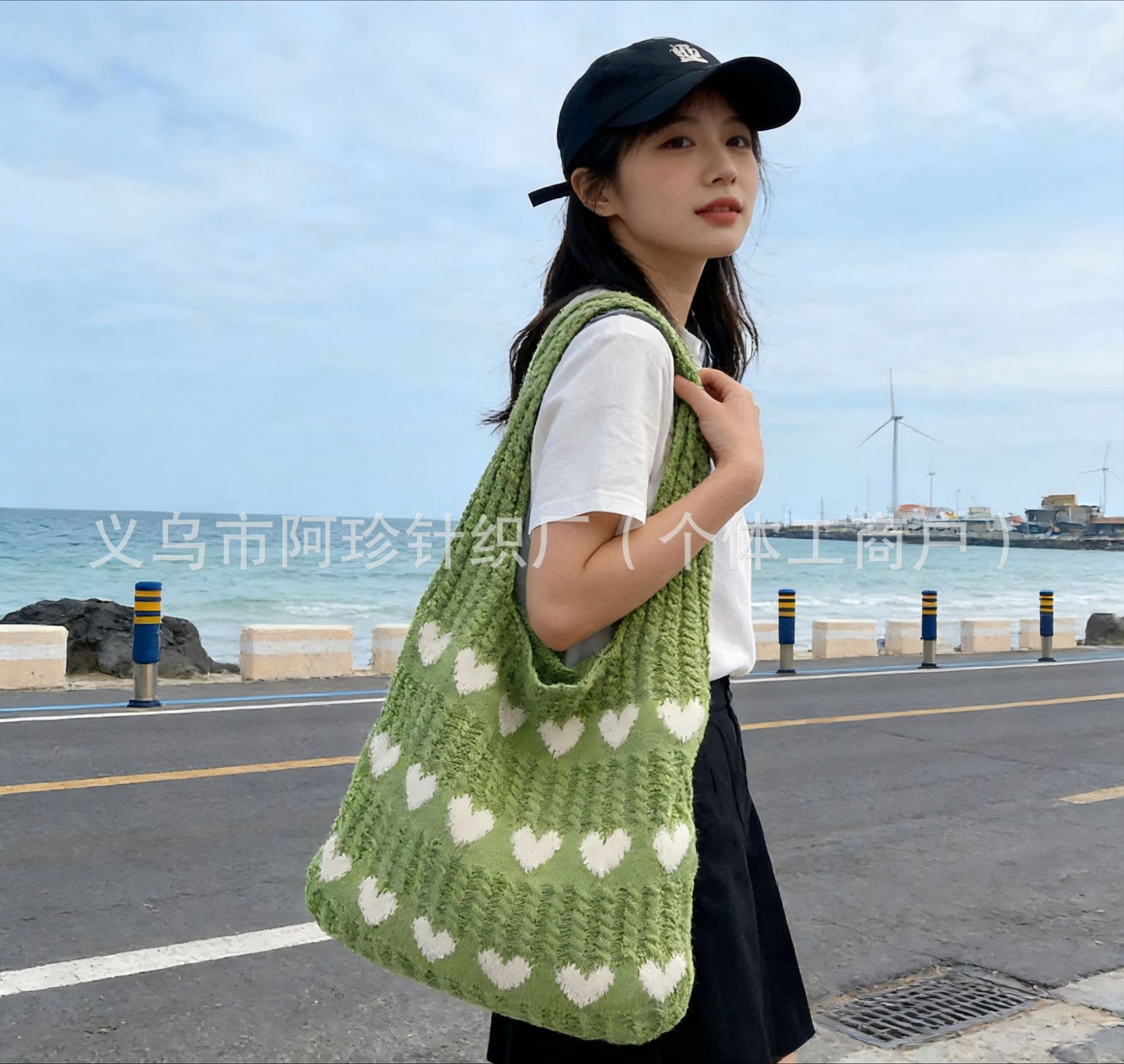 Cute Cloud Knitted Shoulder Bag Women's Large Capacity Woven Tote Bag