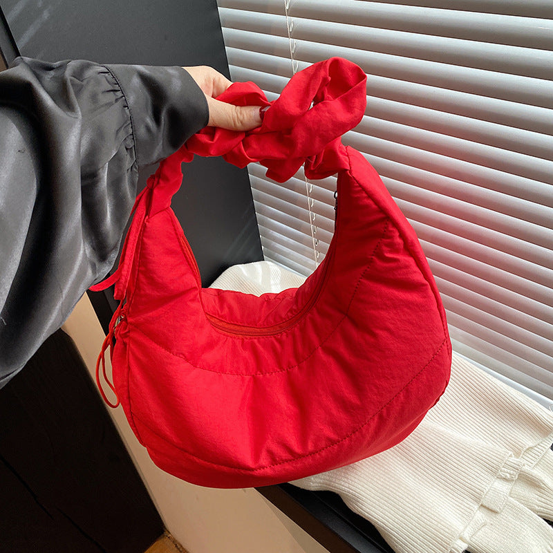 Dumpling Bag Women's Casual New Simple and Lightweight Large Capacity Student Class Commuter's All-Matching Shoulder Messenger Bag
