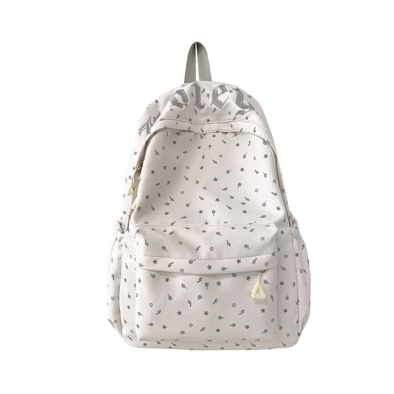 Cute Pink Letter Embroidery Backpack with Plush Keychain for Girls - Stylish and Functional School Bag