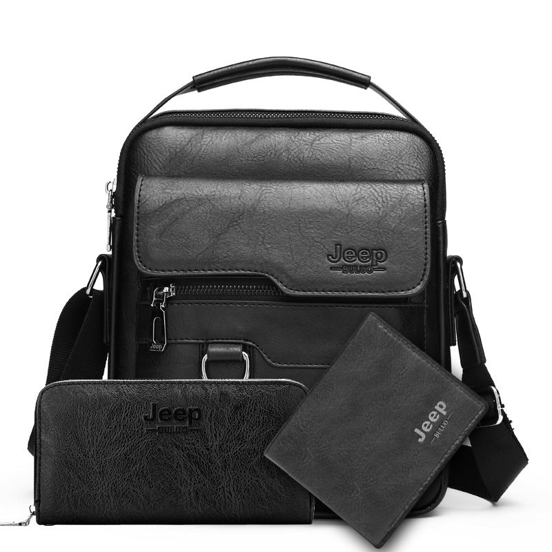 Retro Men's Shoulder Bag with Large Capacity, PU Leather Crossbody Bag for Business and Casual Use, Featuring Zipper Pockets and Stylish Stitching Design
