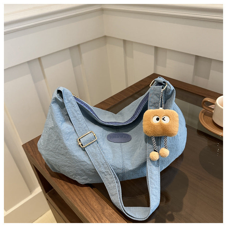 Stylish Crossbody Bag for Women with Cute Pendant, Large Capacity Casual Shoulder Bag for Daily Use and School