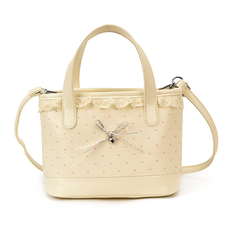 Cute Lace Bow Women's Handbag New Polka Dot Design Mini Crossbody Fresh Sweet Style