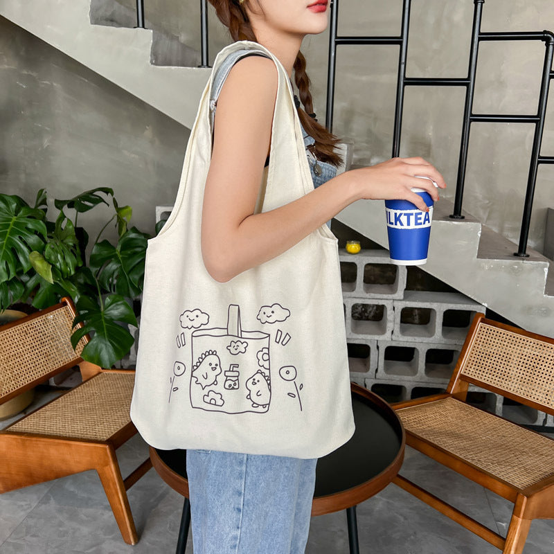 Fruit Printed Canvas Tote Bag Female Fashion Artistic Shoulder Bag Design Everyday Joker