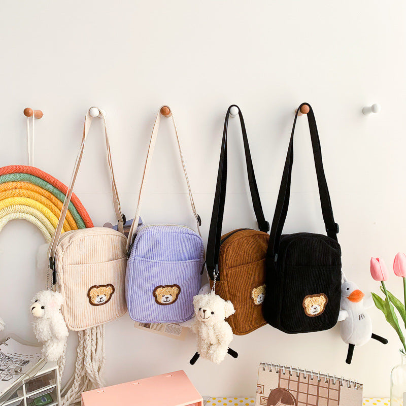 Nylon New Corduroy Small Square Bag Girls' Student Canvas Crossbody Cute Fashion Shoulder Bag