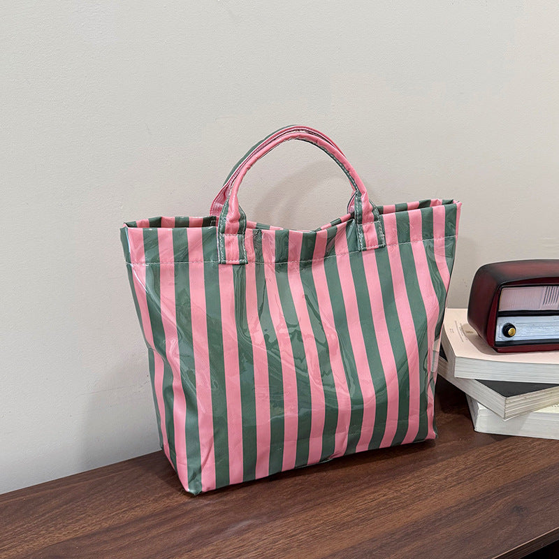 New Large Capacity Handbag Women's Casual Good-looking Outdoor Lightweight Senior Travel Fashion Striped Tote