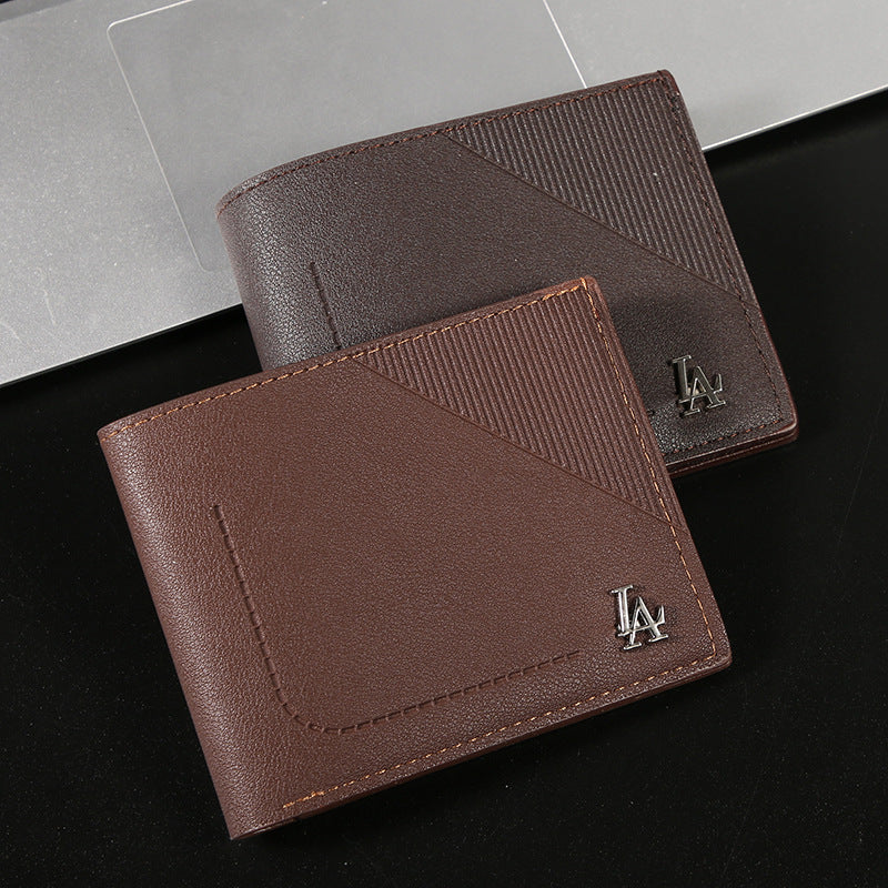 Elegant Men's Short Wallet with Multiple Card Slots, Durable PU Leather, VintageŷÃÀ Style with Stitching Detail