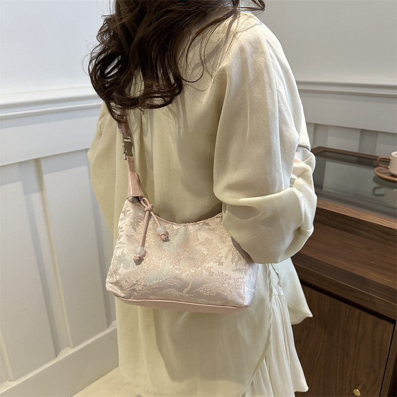 Women's Cross-Body Bag New Chinese Hand Bag New National Style Printed Crossbody Bag Mobile Phone Bag Inner Bag Everyday Joker